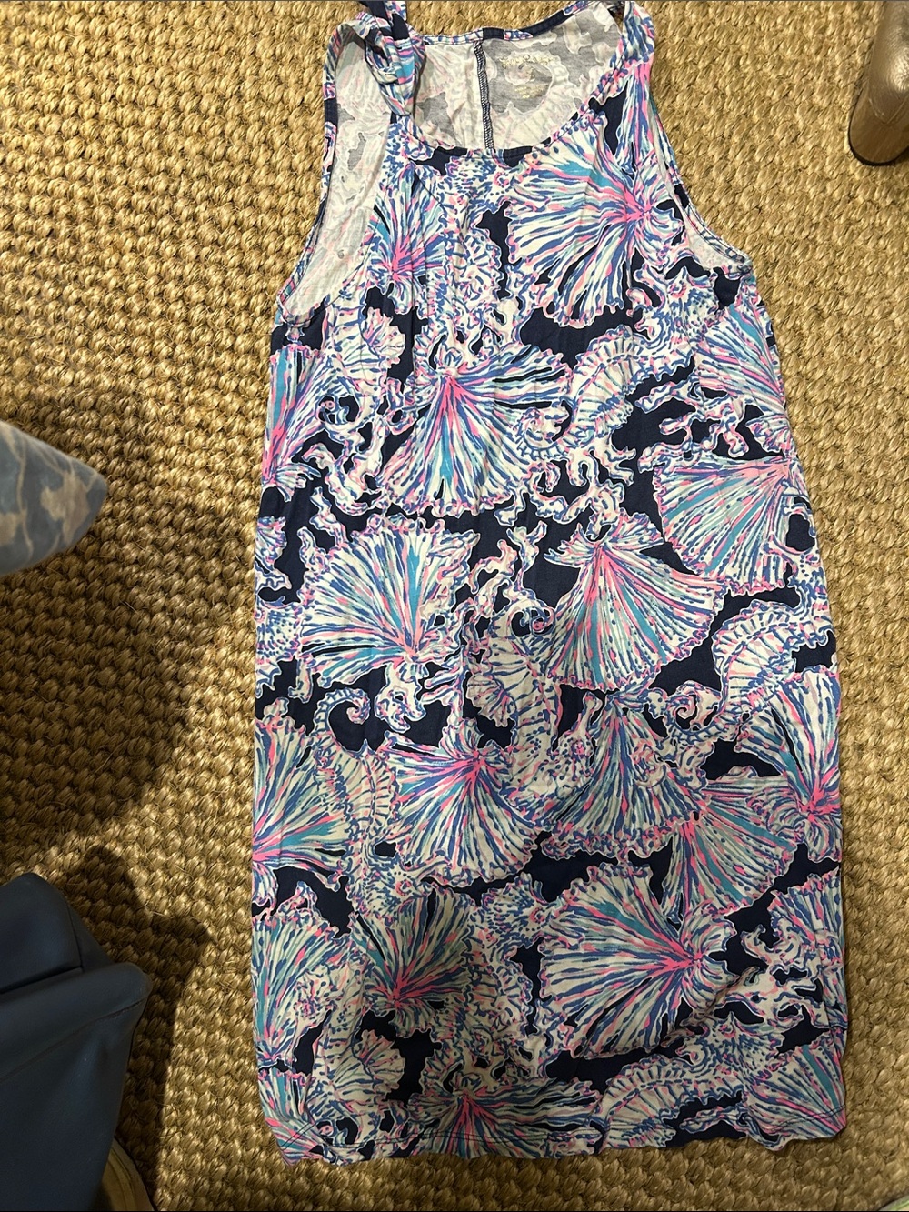 Lilly Pulitzer Navy Multi-Color Shell Print Shift